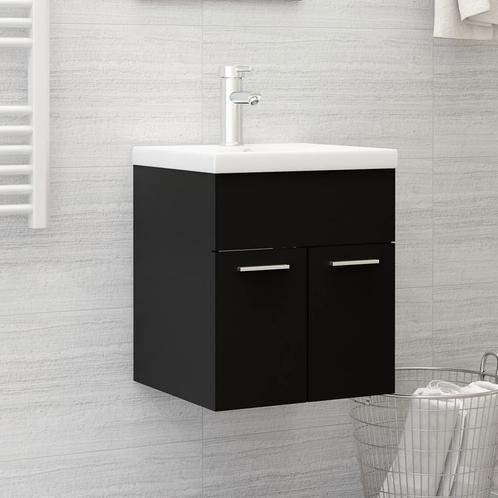 vidaXL Wastafelkast 41x38,5x46 cm bewerkt hout zwart, Maison & Meubles, Salle de bain | Meubles de Salle de bain, Envoi