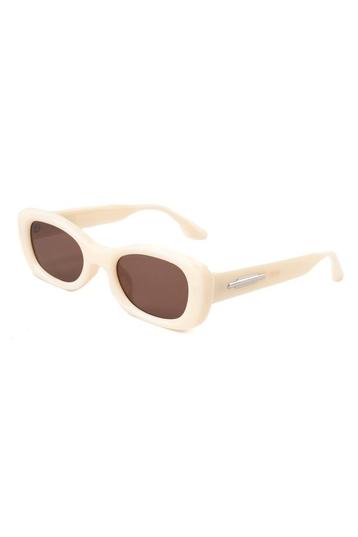 Zonnebril Y2K Rond Cat Eye Beige Montuur Bruine Glazen Dames, Ophalen of Verzenden