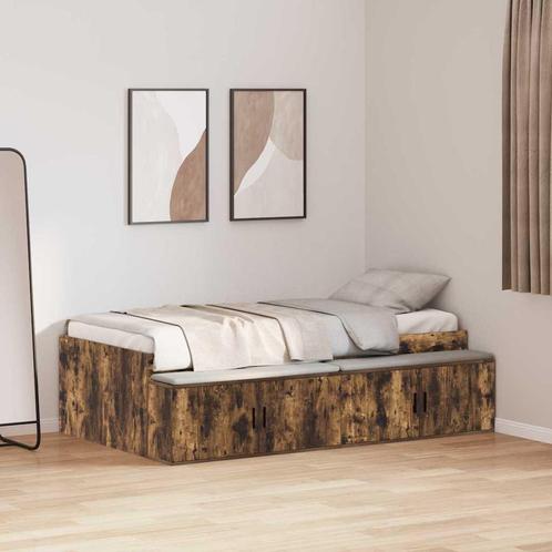 vidaXL Opbergbed Gerookt Eikenhout 90x200 cm, Huis en Inrichting, Slaapkamer | Bedden, Nieuw, Verzenden
