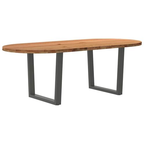 vidaXL Eettafel 220x100x74 cm ovaal massief eikenhout, Huis en Inrichting, Tafels | Eettafels, Nieuw, Verzenden