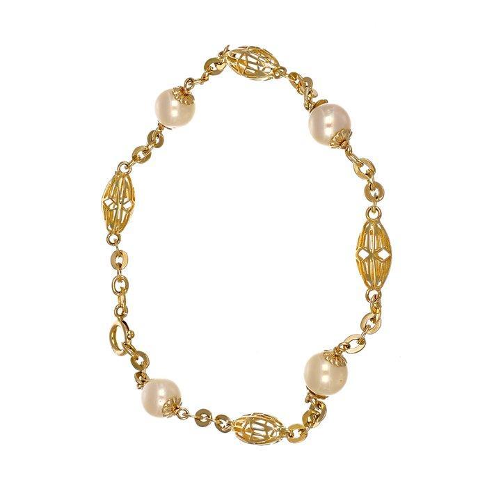 Armband - 18 karaat Geel goud - Parel, Handtassen en Accessoires, Armbanden