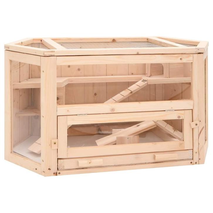vidaXL Hamsterkooi 80x40x43 cm massief vurenhout, Dieren en Toebehoren, Knaagdieren en Konijnen | Hokken en Kooien, Nieuw, Verzenden