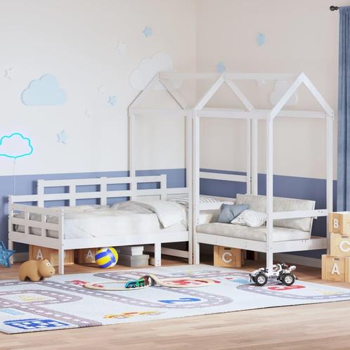 vidaXL Kinderbed met huisje en bankje massief grenenhout wit, Huis en Inrichting, Slaapkamer | Bedden, Nieuw, Verzenden