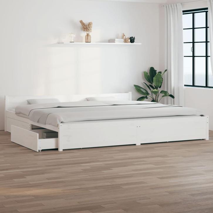 vidaXL Bedframe met lades wit 180x200 cm Super King Size, Huis en Inrichting, Slaapkamer | Bedden, Nieuw, Verzenden
