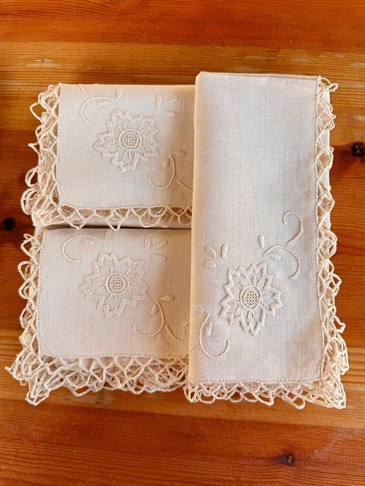 Servet (12) - 42 cm - 42 cm - Linnen/Burano servetten, Antiek en Kunst, Antiek | Tapijten, Tafelkleden en Textiel
