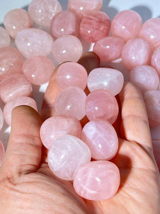 Gepolijste rozenkwartsstenen – 23–30 mm | 40–42 stuks- 1000, Verzamelen, Mineralen en Fossielen