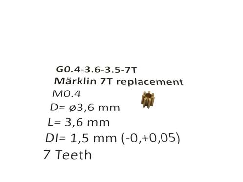 micromotor G0.4-3.6-3.5-7T tandwiel voor Marklin, Hobby en Vrije tijd, Modeltreinen | H0, Gelijkstroom, Overige typen, Nieuw, Overige merken