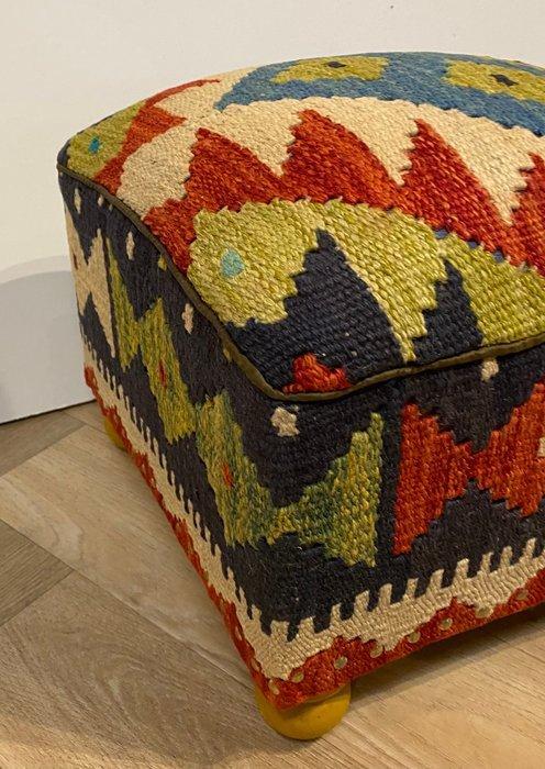 Poef - Wol, Hout, Antiek en Kunst, Kunst | Designobjecten