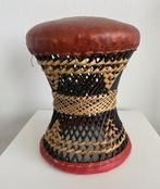Afrikaanse - trommelkruk - Chaise - rotin/cuir