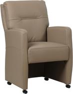 Taupe leren landelijke eetkamerfauteuil - Toledo Leer Mocca, Huis en Inrichting, Stoelen, Overige kleuren, Nieuw, Leer, Ophalen of Verzenden
