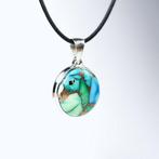 Pendentif Dahlia Paon Turquoise / Cabochon / nouveau - 5.68