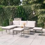 vidaXL 6-delige Loungeset met kussens poly rattan grijs, Tuin en Terras, Verzenden, Nieuw, Loungeset