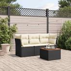 vidaXL 4-delige Loungeset met kussens poly rattan zwart, Tuin en Terras, Tuinsets en Loungesets, Verzenden, Nieuw, Loungeset