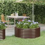 vidaXL Plantenbak 100x100x36 cm gepoedercoat staal bruin, Tuin en Terras, Verzenden, Nieuw