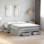 vidaXL Bedframe met lades bewerkt hout betongrijs 135x190 cm, Verzenden, Nieuw