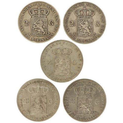 Nederland. 2½ Gulden 1847/1874 (5 stuks)  (Zonder, Timbres & Monnaies, Monnaies | Pays-Bas