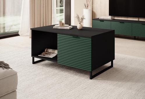 Meubella Salontafel Delgado mat zwart groen 100cm, Maison & Meubles, Tables | Tables de salon, Envoi