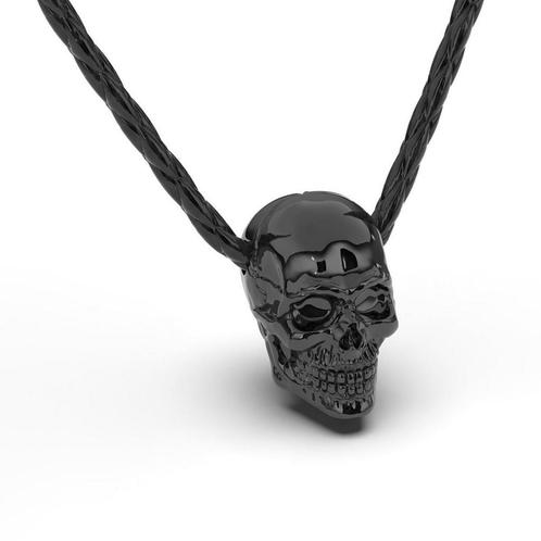 Leren ketting met hanger  Skull  - Zwart, Bijoux, Sacs & Beauté, Bracelets