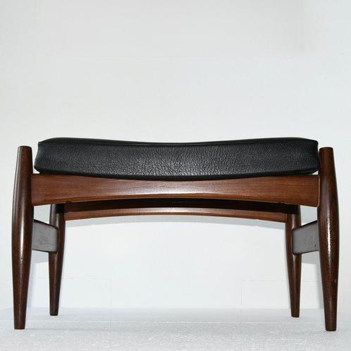 Voetenbank - Hout, Metaal, Kunstleder - Danish Design - H 37, Antiek en Kunst, Kunst | Designobjecten