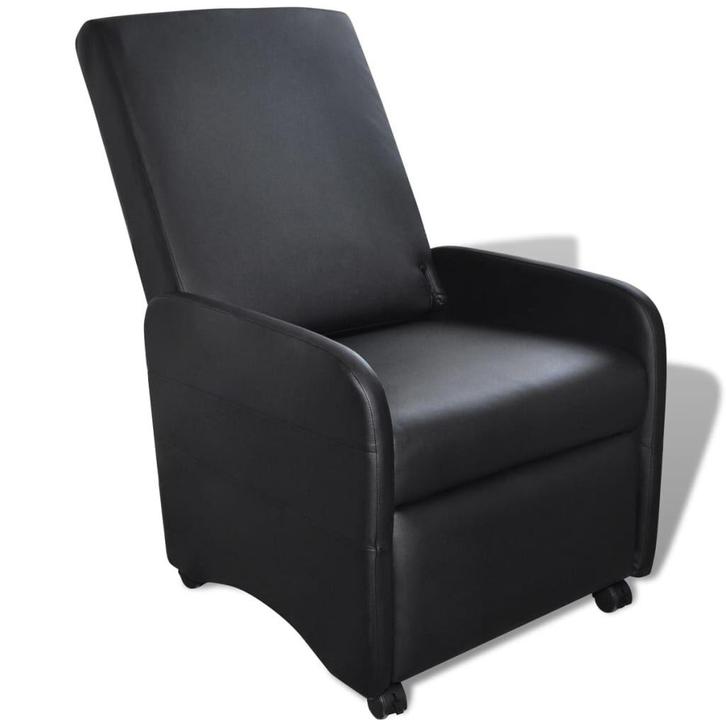 Inklapbare Fauteuil Kunstleer Zwart | Retour Deal | 61% K..., Huis en Inrichting, Fauteuils, 50 tot 75 cm, 75 tot 100 cm, Nieuw