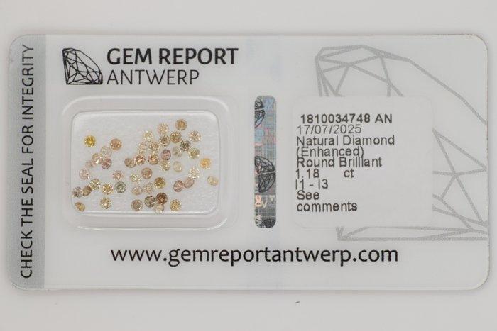 Zonder Minimumprijs - 47 pcs Diamant (Kleurbehandeld) - 1.18, Handtassen en Accessoires, Edelstenen