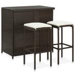 vidaXL 3-delige Barset poly rattan bruin, Huis en Inrichting, Verzenden, Nieuw