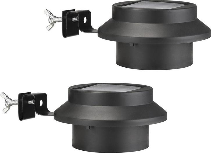 2dekans | HI LED Dakgootlamp Solar 2 st Zwart - Extra, Tuin en Terras, Buitenverlichting, Ophalen of Verzenden