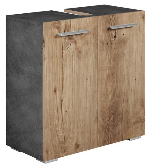 Wastafelkast Jupiter 60 x 30 x 60 cm Kastanje Eiken Grijs, Huis en Inrichting, Badkamer | Badkamermeubels, Nieuw, Verzenden