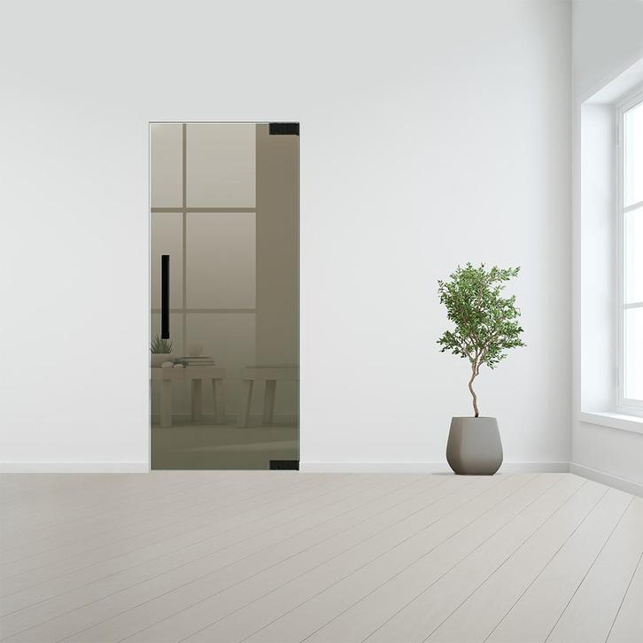 Glazen binnendeur zonder kozijn zwart beslag-Rechtsdraaiend-, Doe-het-zelf en Bouw, Glas en Ramen, Nieuw, Verzenden