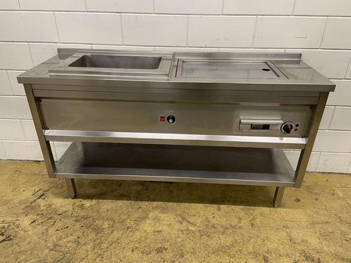 RVS Menusystem bakplaat grillplaat met bain marie 165 cm, Zakelijke goederen, Horeca | Keukenapparatuur, Ophalen of Verzenden