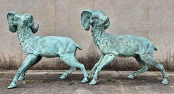 Sculpture dextérieur, Pareja de carneros - XXL - 115 cm -