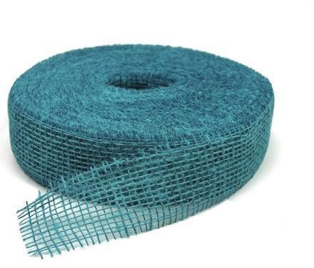 Jute band juteband jutte turquoise azuur rol 40m 5 cm. br, Huis en Inrichting, Woonaccessoires | Kunstplanten en Kunstbloemen
