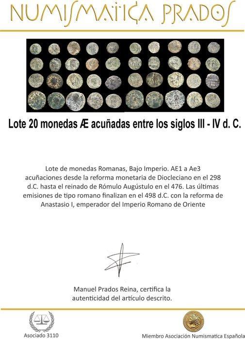 Romeinse Rijk Lote 20 monedas Æ acuñadas entre los siglos, Postzegels en Munten, Munten | Europa | Niet-Euromunten