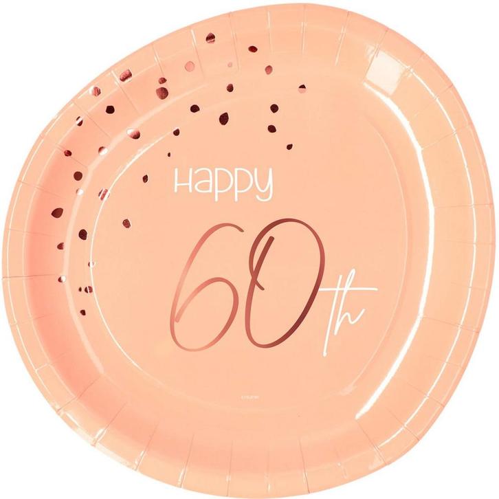 Borden 60 Jaar Rose Goud 23cm 8st, Hobby en Vrije tijd, Feestartikelen, Nieuw, Verzenden