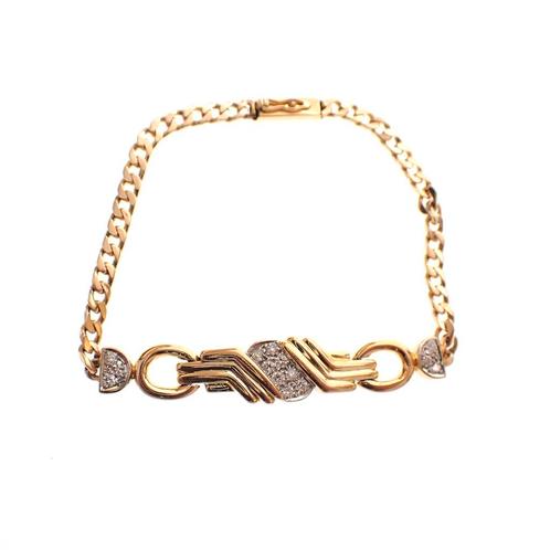 Vintage gouden armband met diamant 0,28 | 17 cm, Handtassen en Accessoires, Armbanden, Overige kleuren, Gebruikt, Met edelsteen
