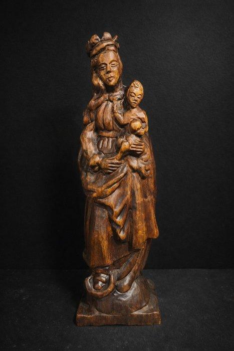 Beeld, Heilige Maria met kindje Jezus - 41.5 cm - Hout, Antiek en Kunst, Antiek | Boeken en Manuscripten