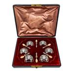Alphonse Debain - Boxed set of 6 silver open salts with