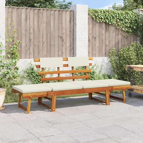 vidaXL Tuinbank met kussens 2-in-1 190 cm massief acaciahout, Tuin en Terras, Tuinsets en Loungesets, Nieuw, Verzenden