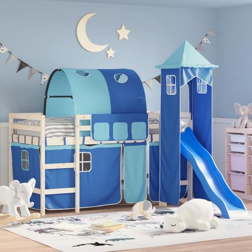 vidaXL Gordijnen voor hoogslaper met tunnel en toren blauw, Huis en Inrichting, Slaapkamer | Bedden, Nieuw, Verzenden