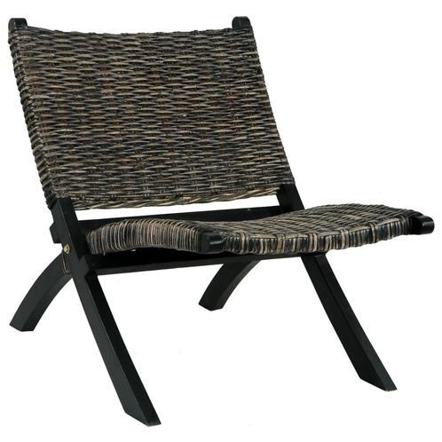 vidaXL Chaise de relaxation Noir Rotin naturel kubu et, Maison & Meubles, Fauteuils, Neuf, Envoi