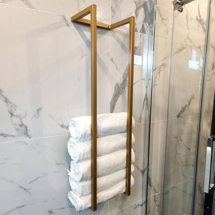 BWS Handdoekenrek Industrieel | 95x25x20cm | Goud, Doe-het-zelf en Bouw, Sanitair, Bad, Nieuw, Ophalen of Verzenden