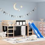 vidaXL Kinderhoogslaper met gordijnen 80x200 cm massief, Huis en Inrichting, Slaapkamer | Bedden, Verzenden, Nieuw