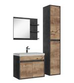 Badkamermeubel Set India 60 x 35cm - Grijs / Kastanje Eiken, Verzenden, Nieuw
