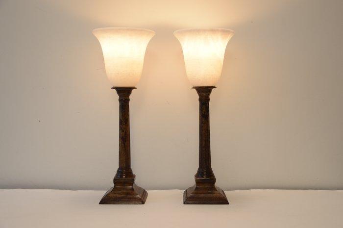 Lampe de table (2) - Paire de lampes à calice chic - Métal,, Antiquités & Art, Curiosités & Brocante