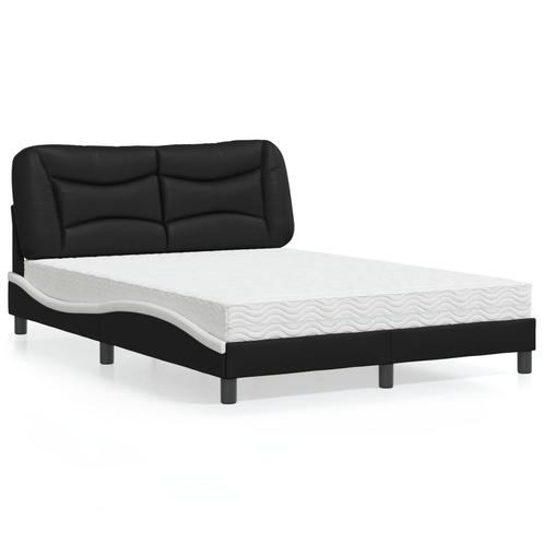 vidaXL Bed met matras kunstleer zwart en wit 120x200 cm, Huis en Inrichting, Slaapkamer | Bedden, Nieuw, Verzenden