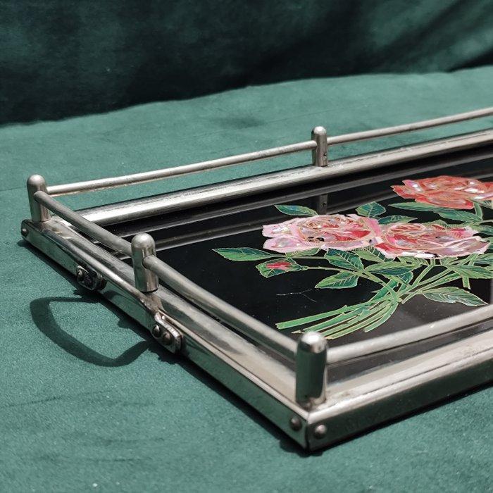 Dienblad - Glas, Metaal - Art Deco 1930s dienblad, Antiek en Kunst, Curiosa en Brocante