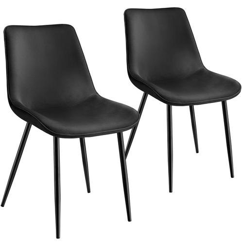 tectake Set stoelen Monroe fluweellook - zwart, Set van 2, Huis en Inrichting, Stoelen, Verzenden
