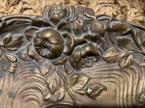 sculptuur, Bronzen art nouveau schaal met rozenmotief (ca., Antiek en Kunst, Kunst | Designobjecten