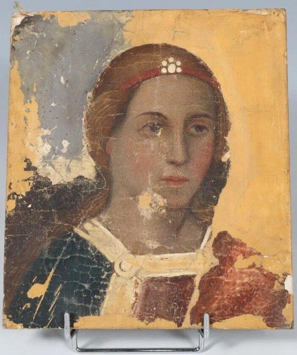 Italienische Schule (XV-XVI) - Brustbildnis einer heiligen, Antiek en Kunst, Kunst | Schilderijen | Klassiek