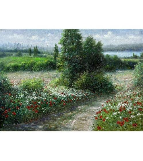 Alexander Borisenko (1974) - Path to the lake, Antiek en Kunst, Kunst | Schilderijen | Klassiek